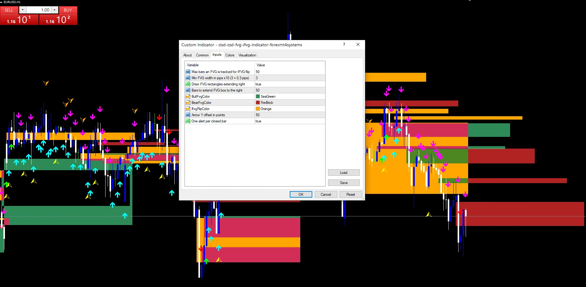 Cisd Csd Fvg Ifvg - indicator inputs and settings panel
