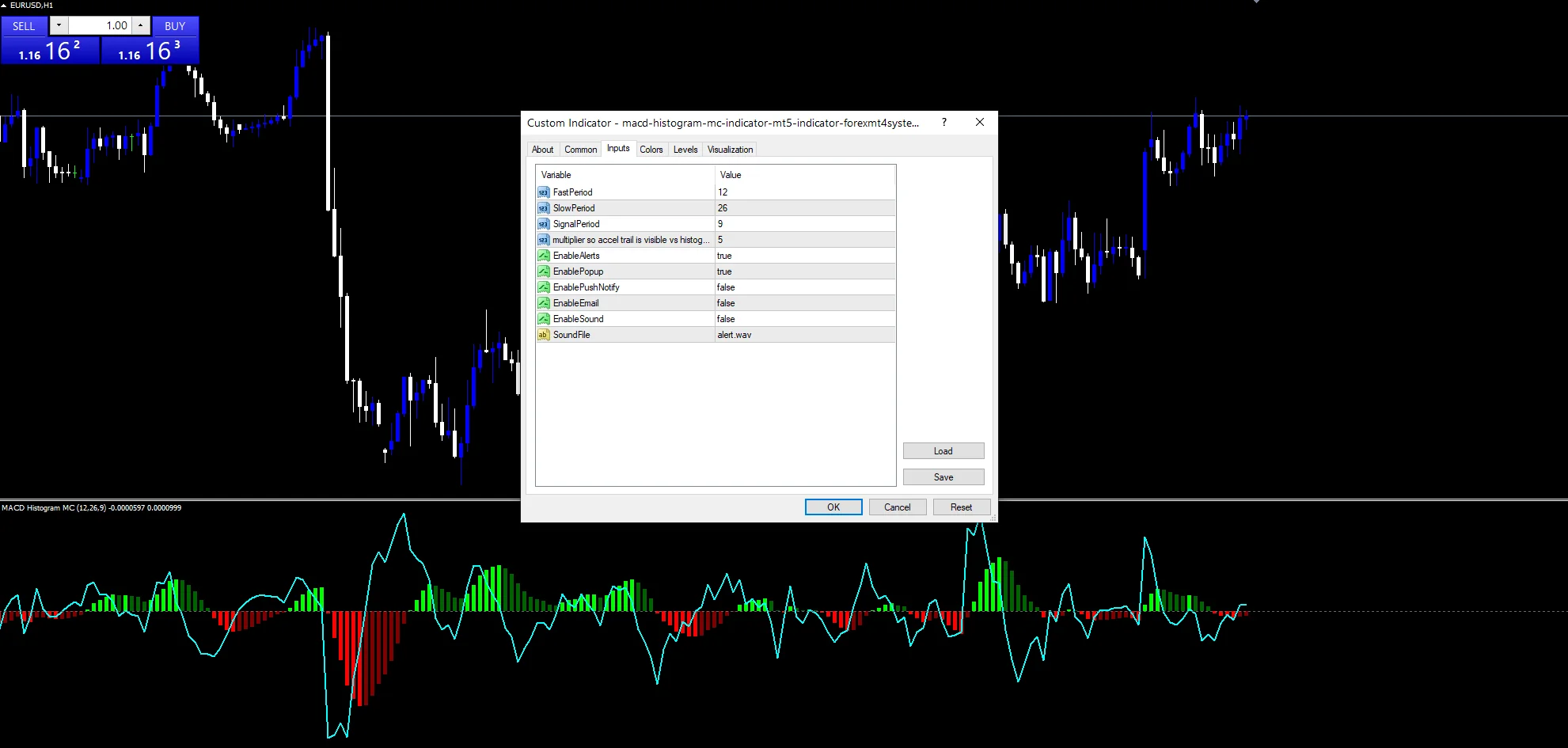 Macd Histogram Mc Indicator Mt5 - indicator inputs and settings panel