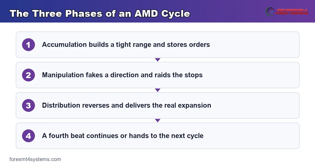 The Three Phases of an AMD Cycle - 4-step flow diagram