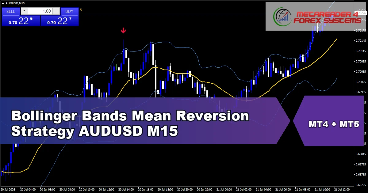 Bollinger Bands Mean Reversion Strategy for AUDUSD on M15 - featured chart