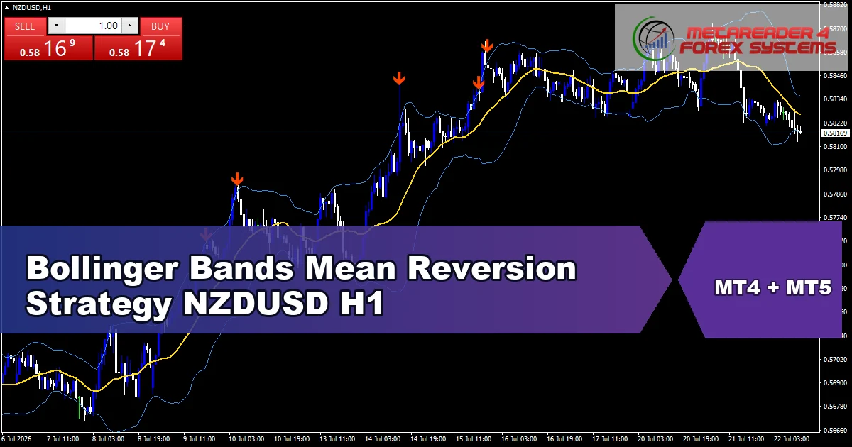 Bollinger Bands Mean Reversion Strategy for NZDUSD on H1 - featured chart