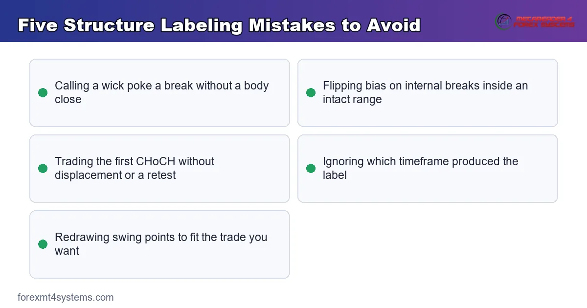 five structure labeling mistakes traders repeat and how to correct each one
