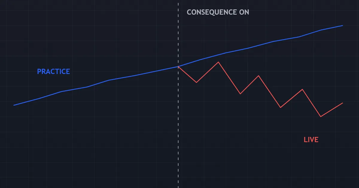 demo vs live trading psychology - equity curve behaviour changing once real money enters the account