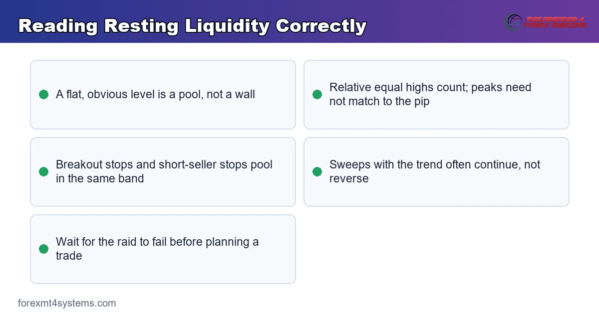 Reading Resting Liquidity Correctly - key points reference card