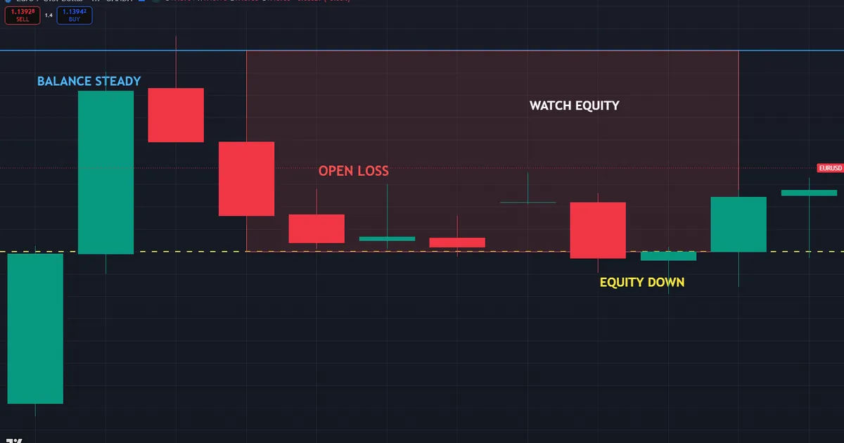 forex term pitfall - a healthy balance hides an equity that has already dropped on an open loss