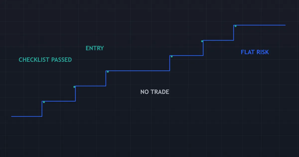 equity curve panel where every entry passed the same seven checklist boxes before the order went in