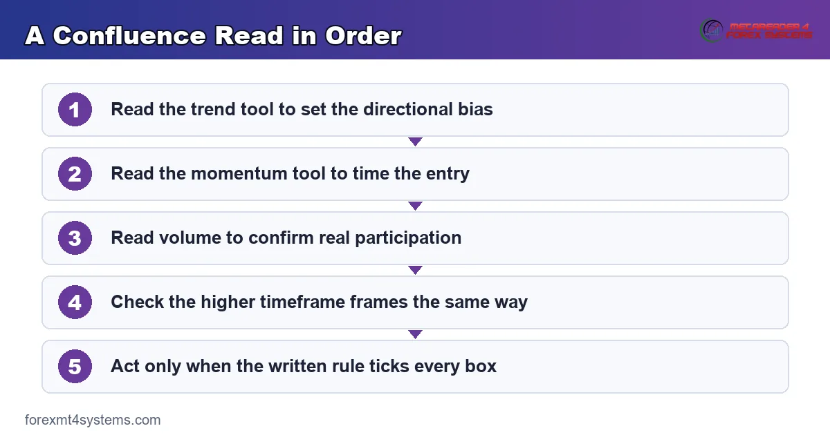 A Confluence Read in Order - 5-step flow diagram