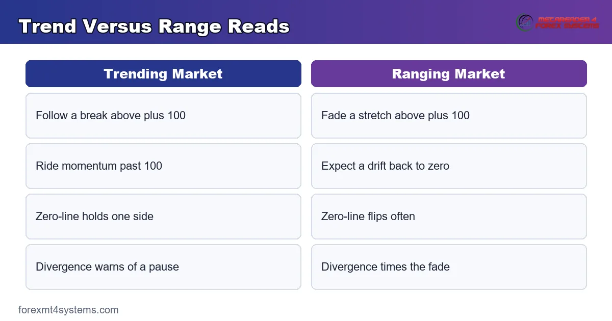 Trend Versus Range Reads - Trending Market compared with Ranging Market