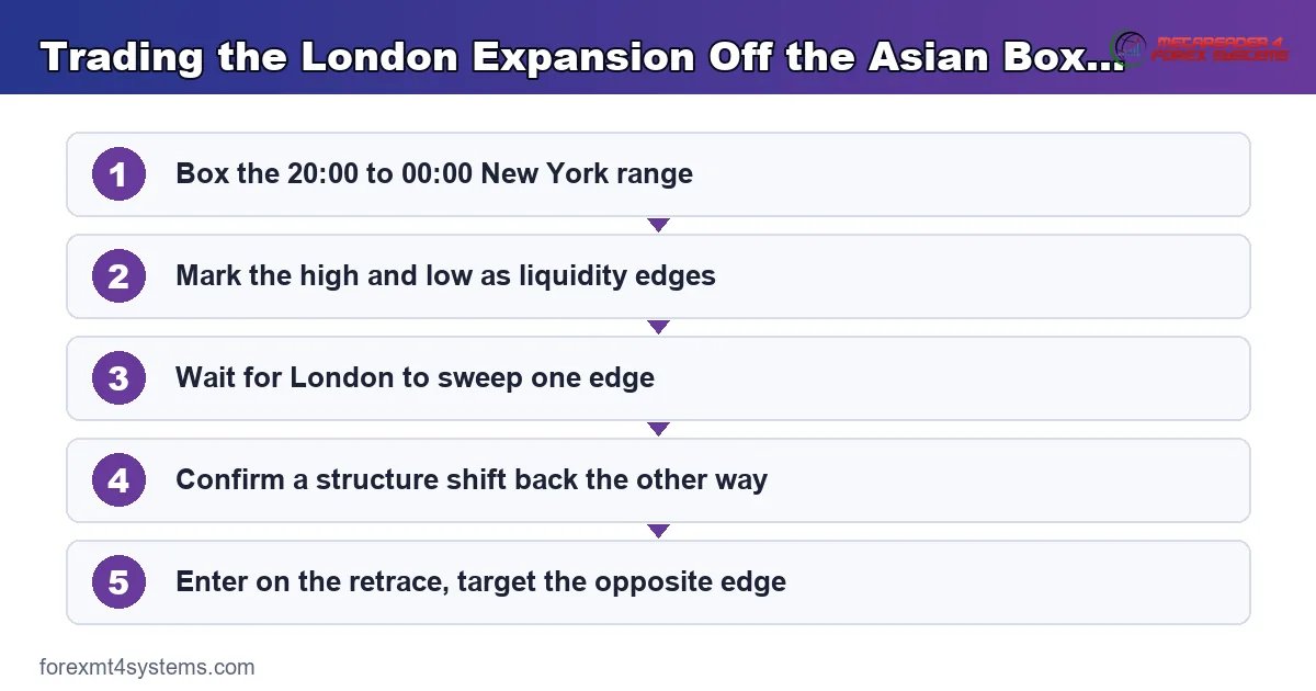 how the asian range stores liquidity and london expands out of the box