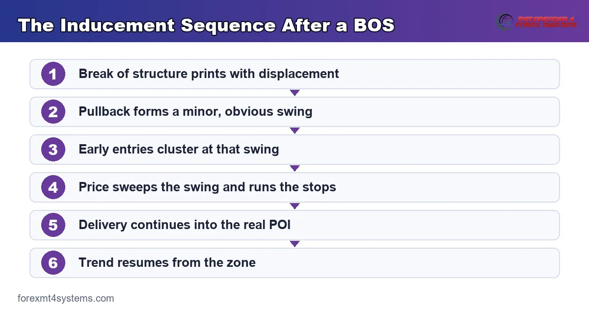 Flow diagram of the inducement sequence from break of structure to entry at the point of interest