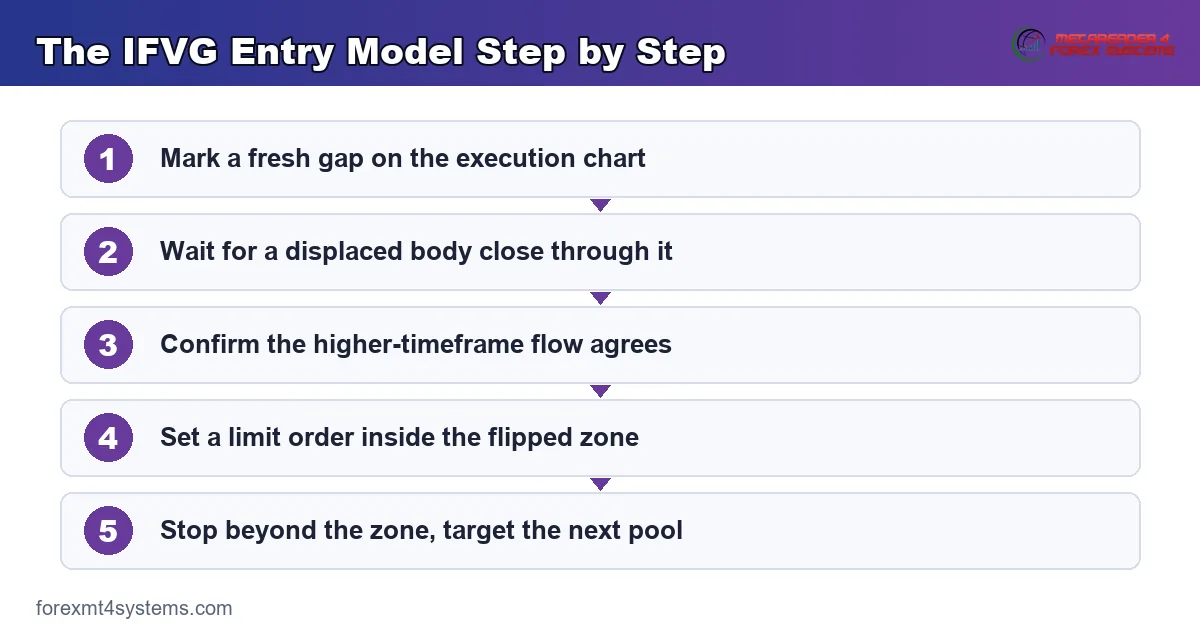 The IFVG Entry Model Step by Step - 5-step flow diagram