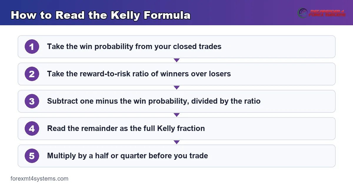 how to read the kelly formula from win probability and reward to risk
