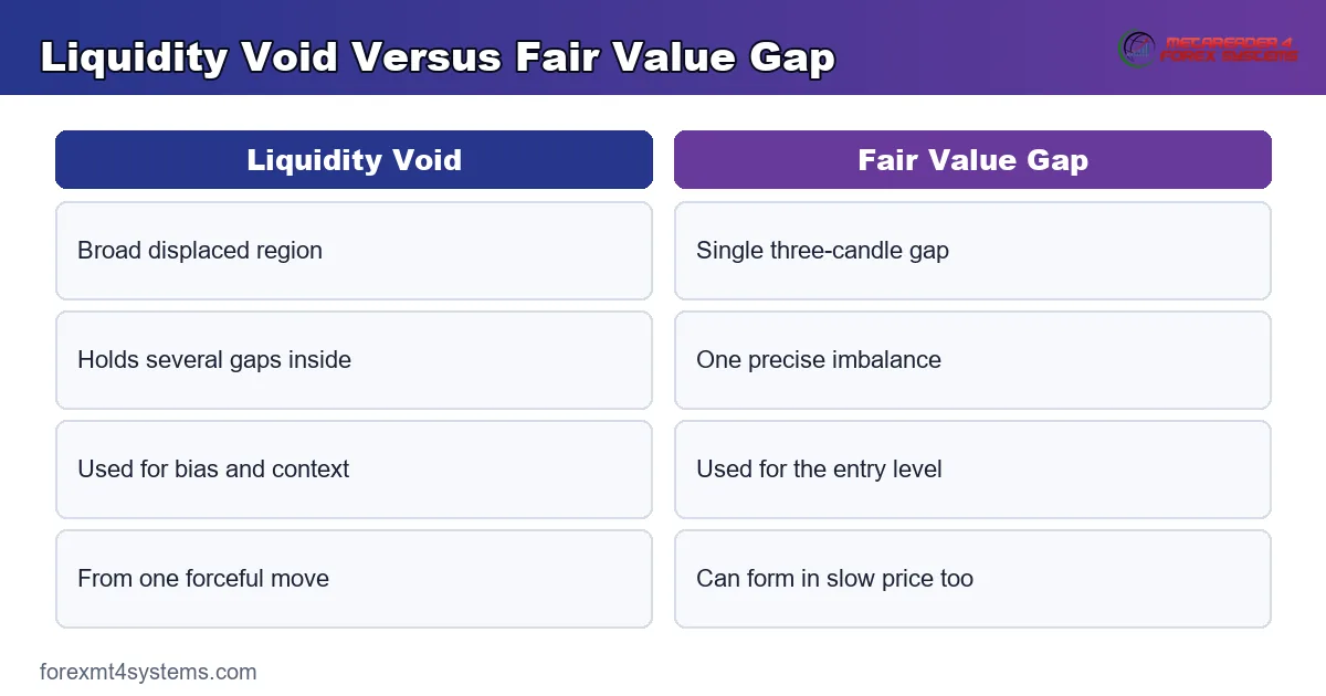 Liquidity Void Versus Fair Value Gap - Liquidity Void compared with Fair Value Gap