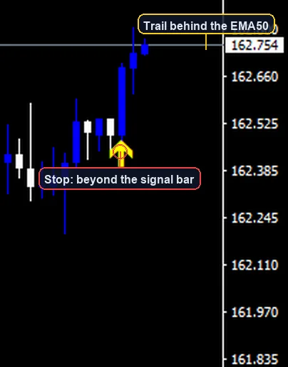 MACD Trend Following Strategy exit and stop placement example