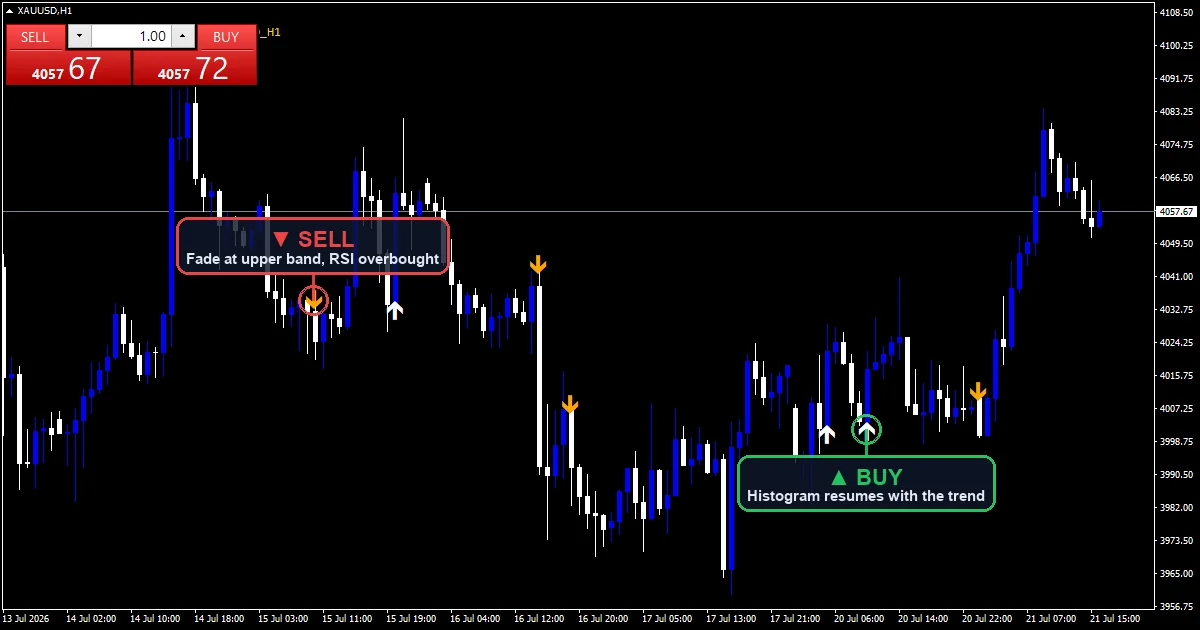 MACD Trend Following Strategy chart with buy and sell signals