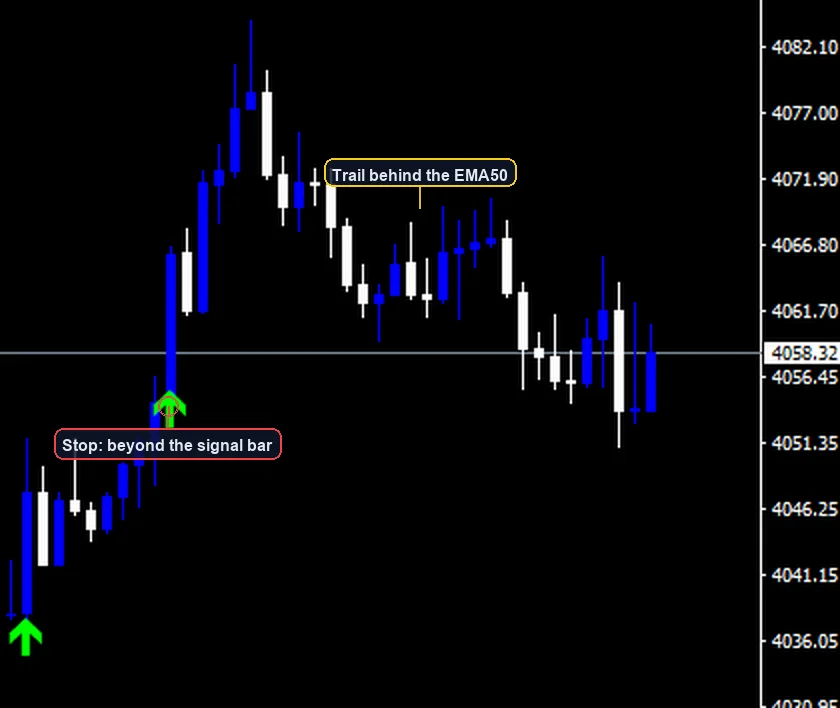 MACD Trend Following Strategy exit and stop placement example