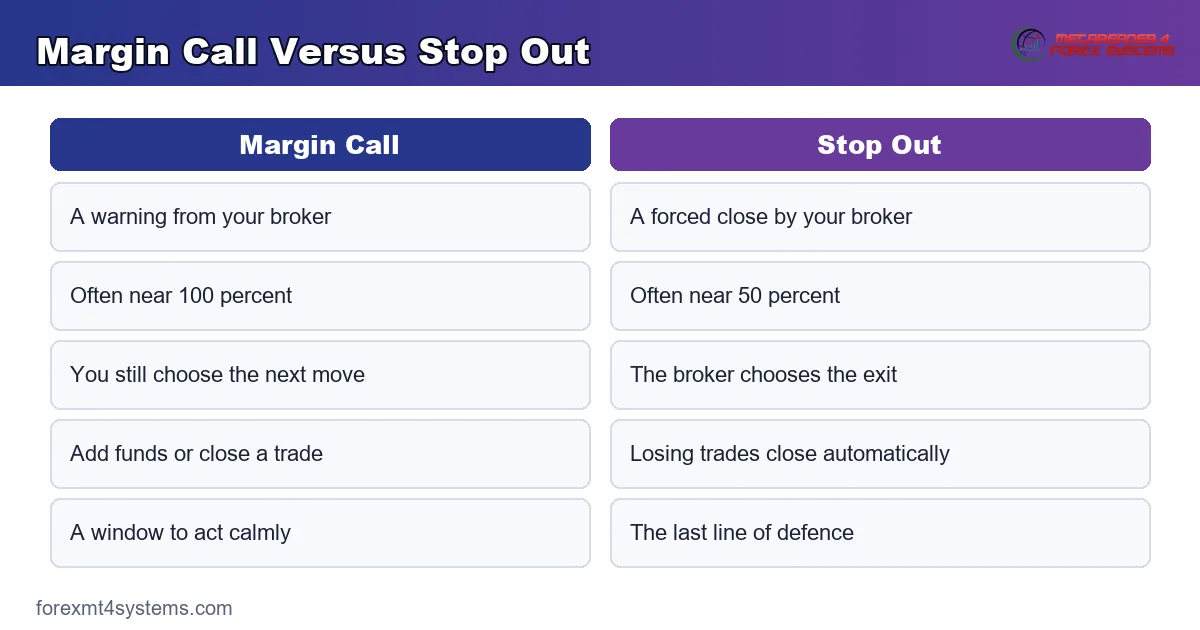 margin call versus stop out comparison - a warning you can act on against a forced close