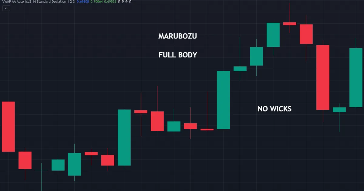 marubozu candlestick - a long bullish body with no visible wick at either end of the range