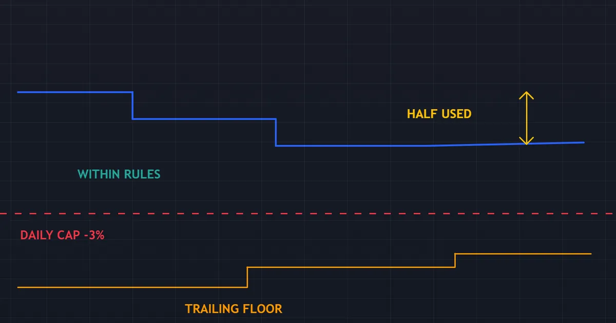 worked example equity path where a half percent risk keeps the day inside a three percent cap