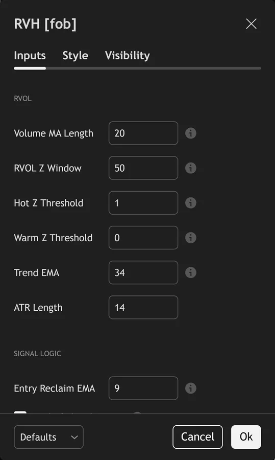 relative volume indicator TradingView - Relative Volume Heat inputs panel on TradingView