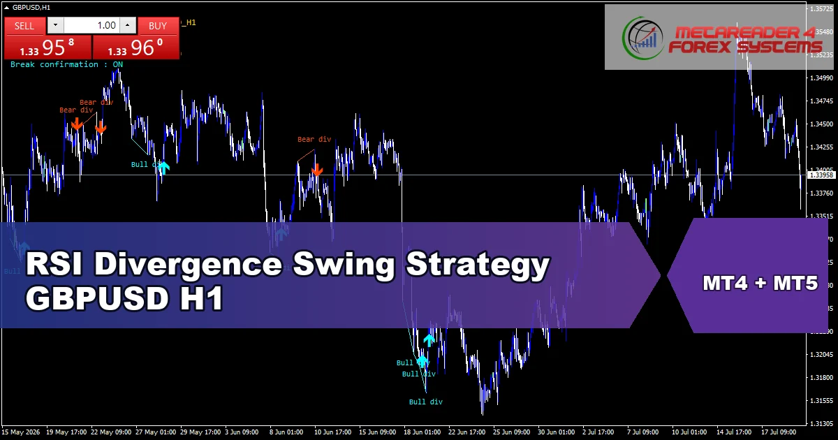 RSI Divergence Swing Strategy for GBPUSD on H1 - featured chart