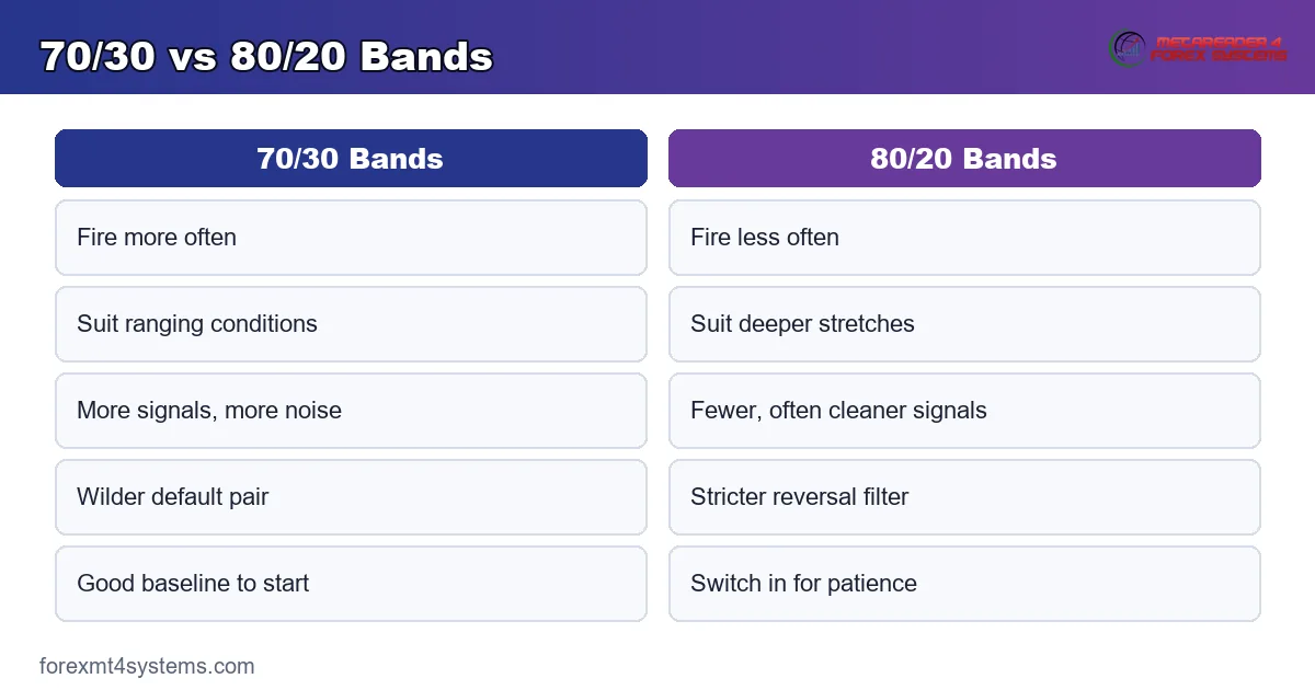 70/30 vs 80/20 Bands - 70/30 Bands compared with 80/20 Bands