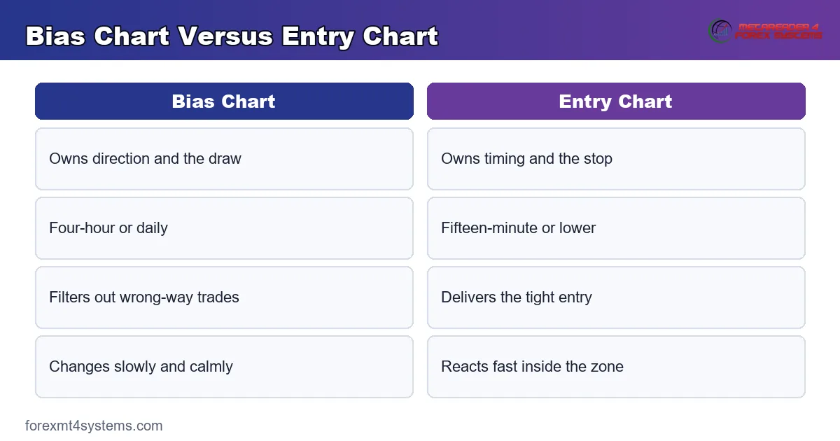 Bias Chart Versus Entry Chart - Bias Chart compared with Entry Chart