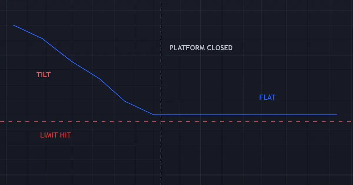 equity curve where a hard daily loss limit flattens the decline partway through the session