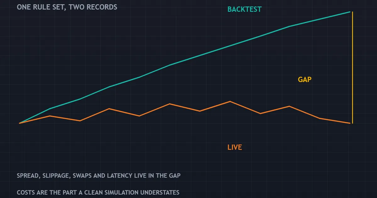do forex robots work - panel setting a smooth simulated equity curve against a rougher live curve