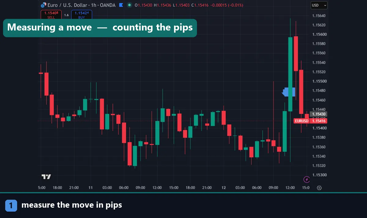Counting the pip distance of a move on a forex chart