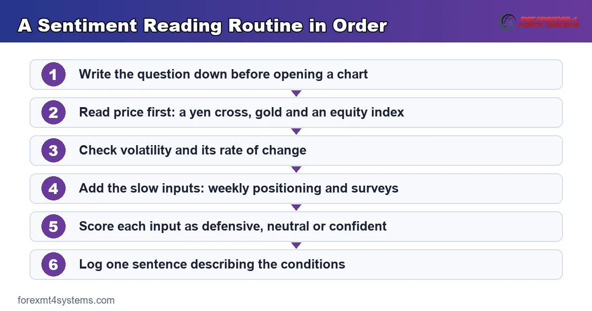 flow diagram of a sentiment reading routine running from the fastest input to the slowest