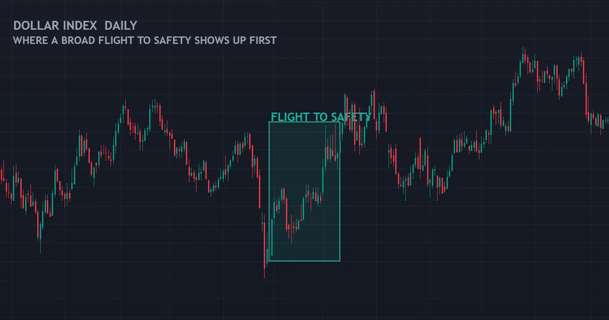 dollar index daily chart, the first place a broad flight to safety usually becomes visible