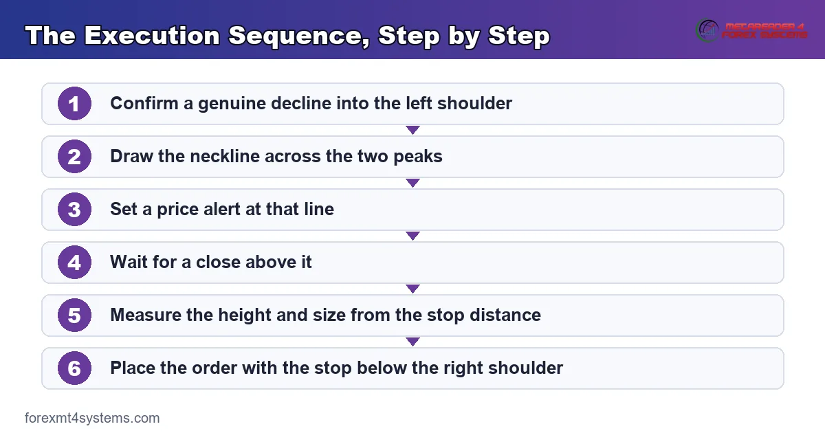 flow diagram of the execution sequence, from confirming the decline to placing the order and the stop