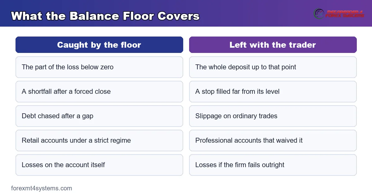 comparison diagram of what the balance floor covers and what it leaves with the trader