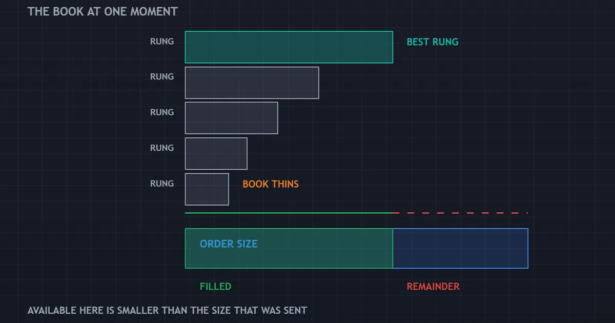 liquidity ladder panel showing available size thinning at each successive price level