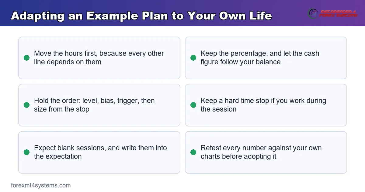 key points panel on adapting an example plan to your own life, hours and account