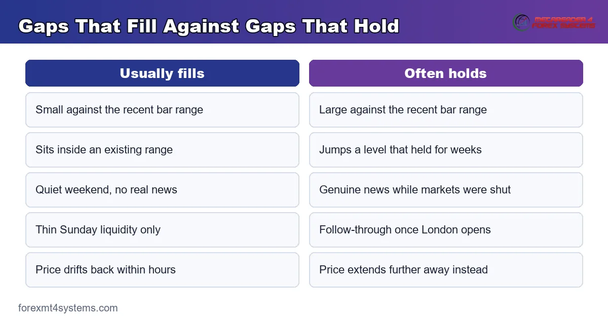 comparison table graphic setting gaps that fill quickly beside gaps that hold open